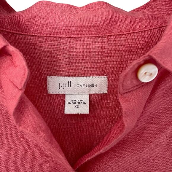 J. Jill Linen Button Up Shirt Pink Boho Lagenlook Cottagecore Womens Size XS - Picture 7 of 12